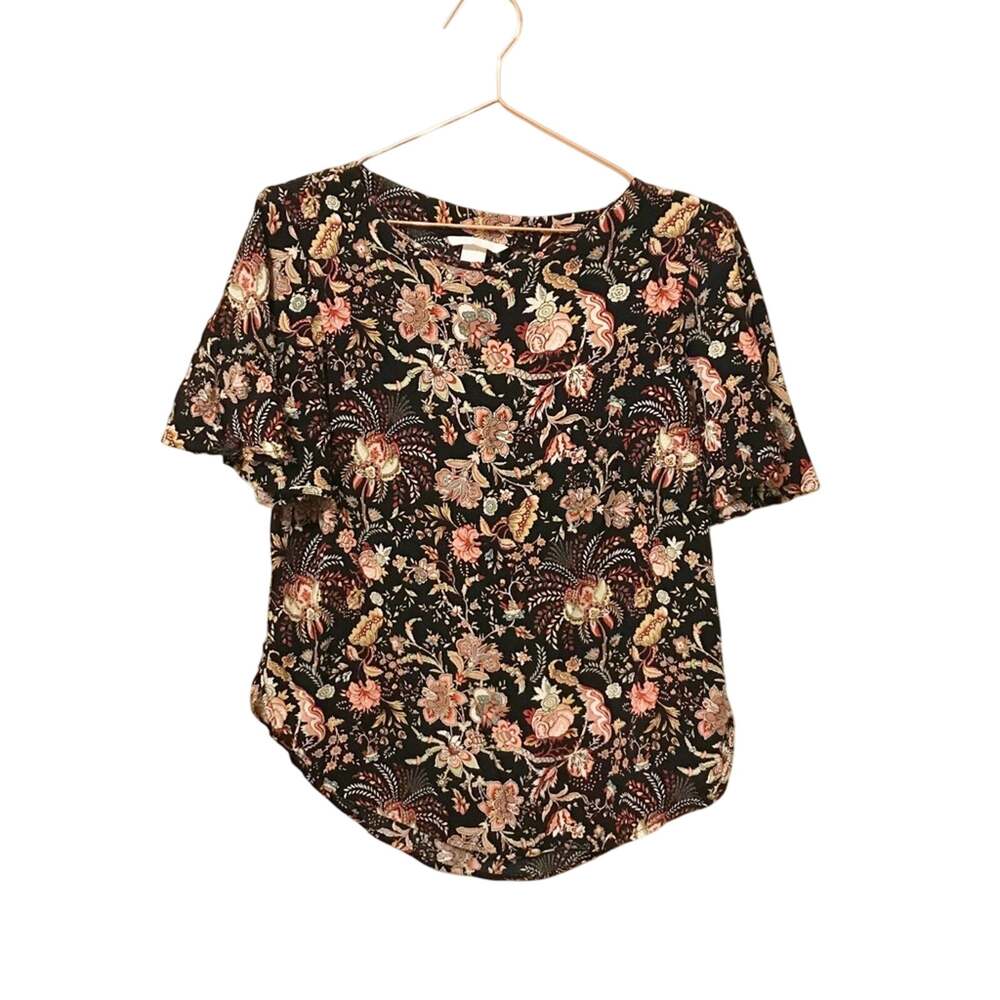 H&M floral blouse with flutter sleeves size 6